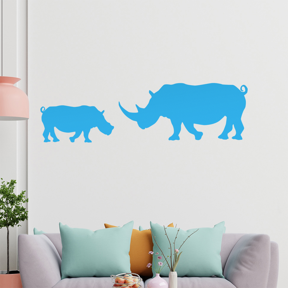 Silhouette De Rhinocéros Autocollant Mur Pour Le Salon 1425 - Picture 85 of 204