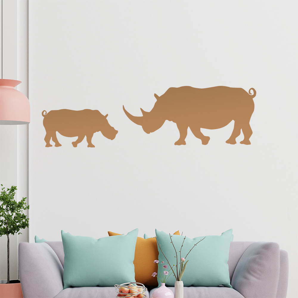 Silhouette De Rhinocéros Autocollant Mur Pour Le Salon 1425 - Picture 163 of 204