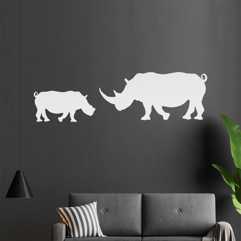 Silhouette De Rhinocéros Autocollant Mur Pour Le Salon 1425 - Picture 145 of 204