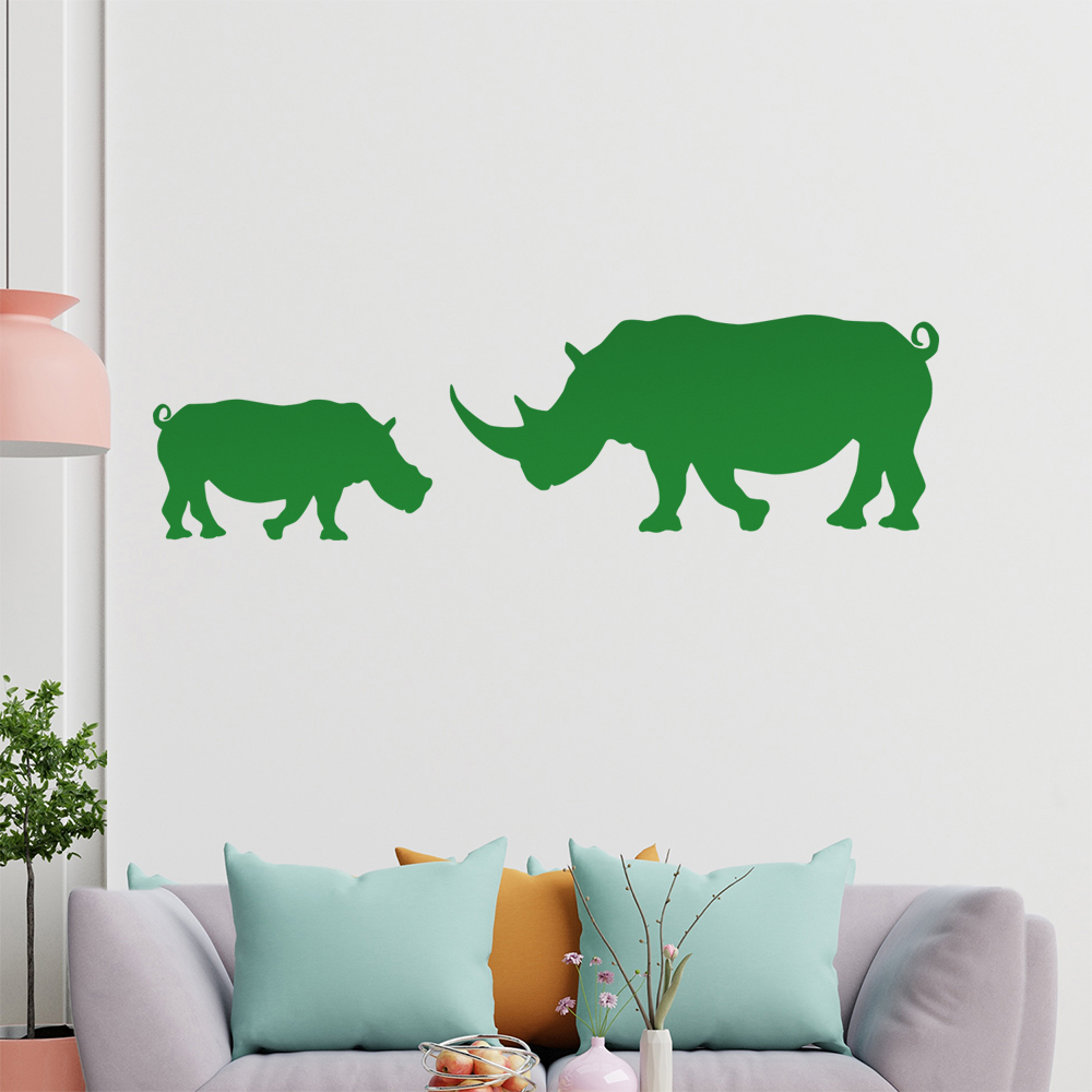 Silhouette De Rhinocéros Autocollant Mur Pour Le Salon 1425 - Picture 115 of 204