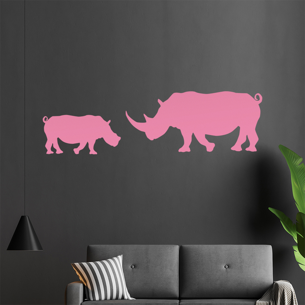 Silhouette De Rhinocéros Autocollant Mur Pour Le Salon 1425 - Picture 67 of 204