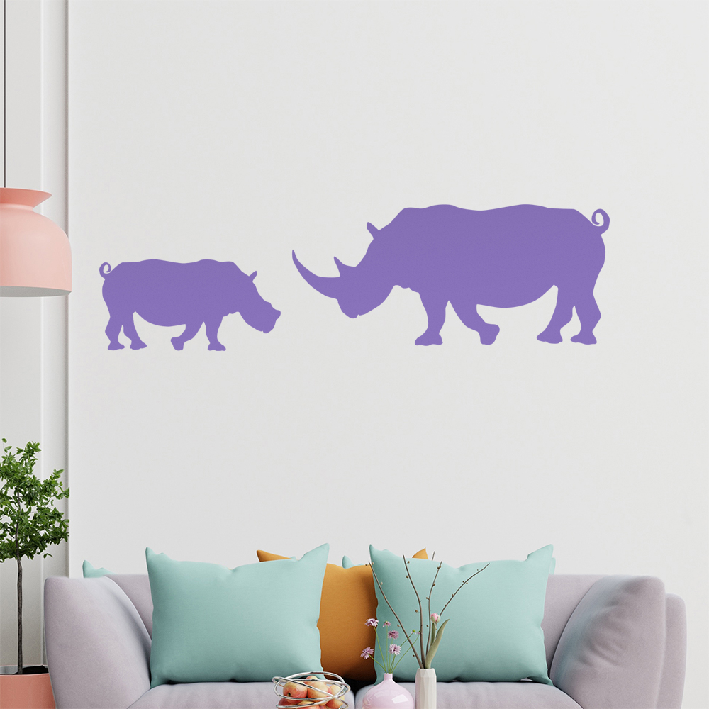 Silhouette De Rhinocéros Autocollant Mur Pour Le Salon 1425 - Picture 61 of 204