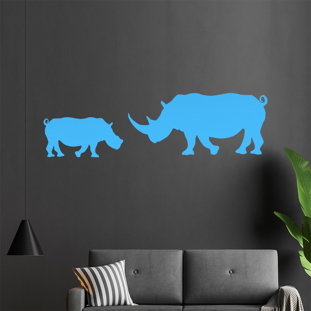 Silhouette De Rhinocéros Autocollant Mur Pour Le Salon 1425 - Picture 97 of 204