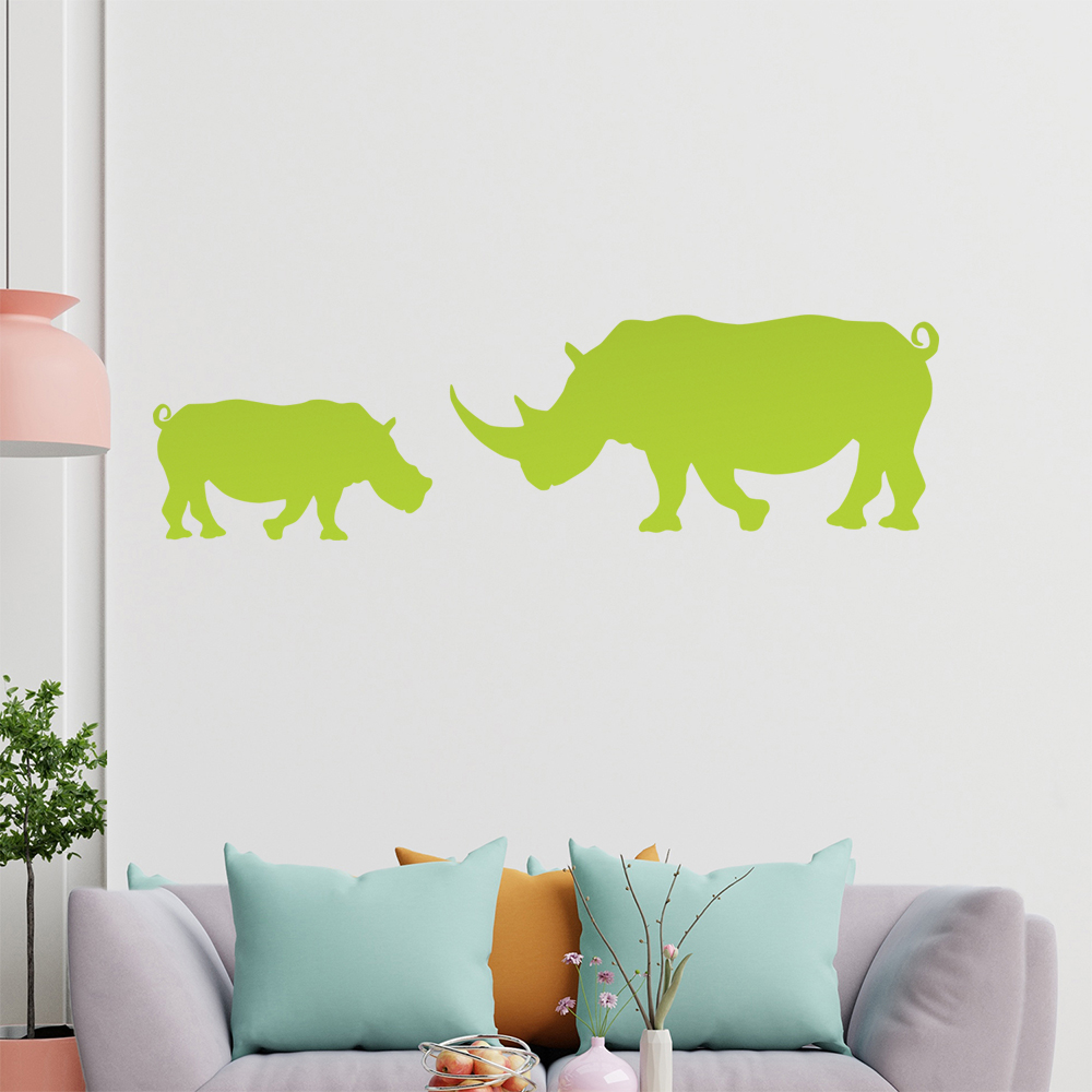 Silhouette De Rhinocéros Autocollant Mur Pour Le Salon 1425 - Picture 121 of 204