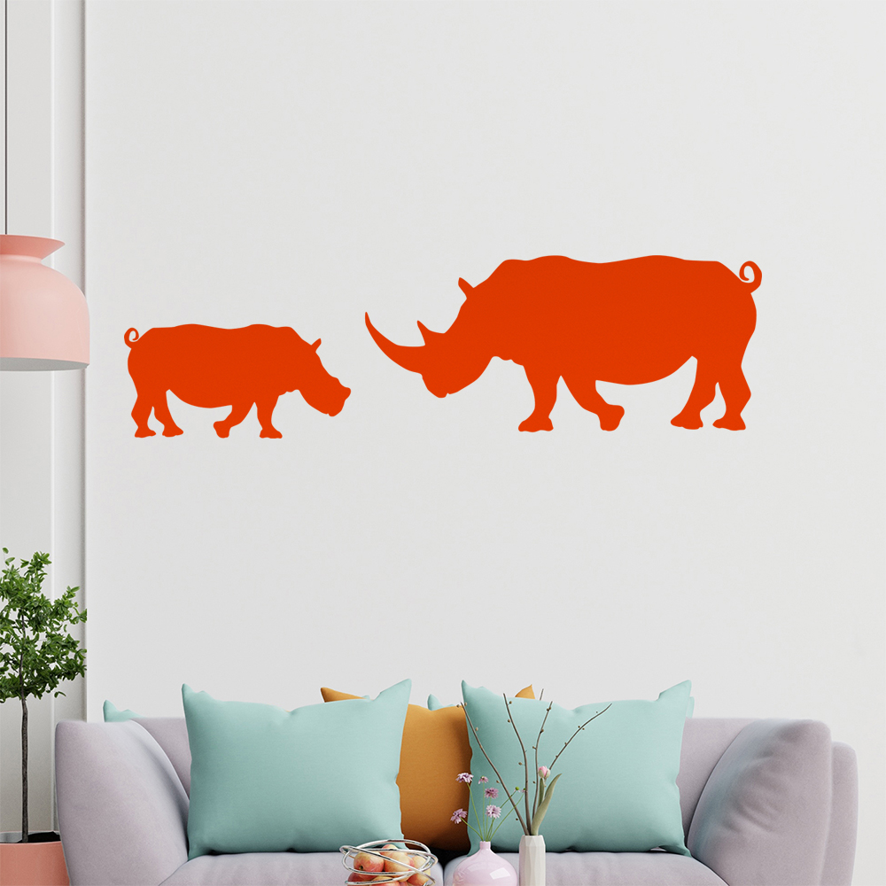 Silhouette De Rhinocéros Autocollant Mur Pour Le Salon 1425 - Picture 37 of 204