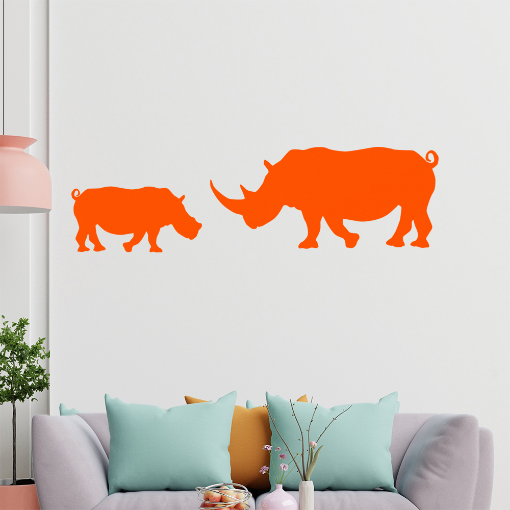 Silhouette De Rhinocéros Autocollant Mur Pour Le Salon 1425 - Picture 43 of 204