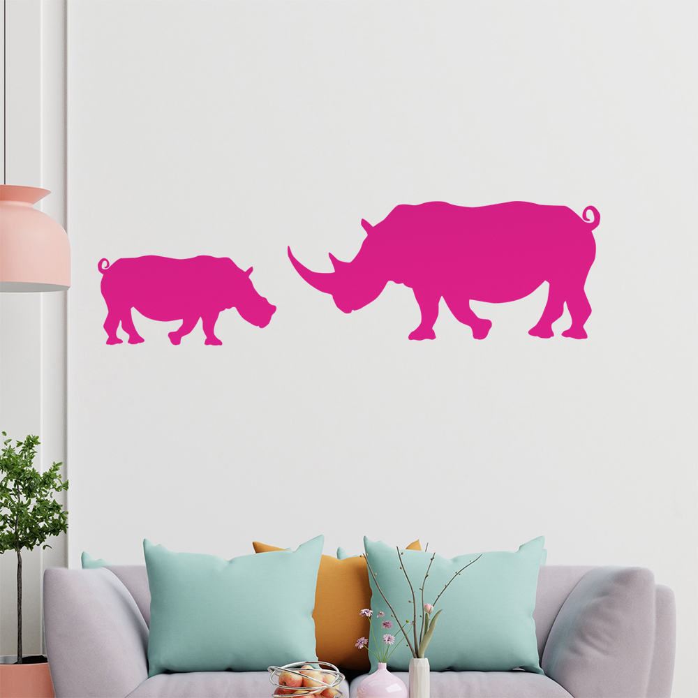 Silhouette De Rhinocéros Autocollant Mur Pour Le Salon 1425 - Picture 49 of 204