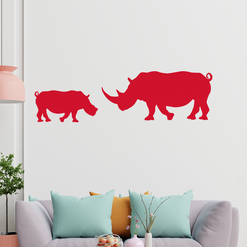 Silhouette De Rhinocéros Autocollant Mur Pour Le Salon 1425 - Picture 31 of 204