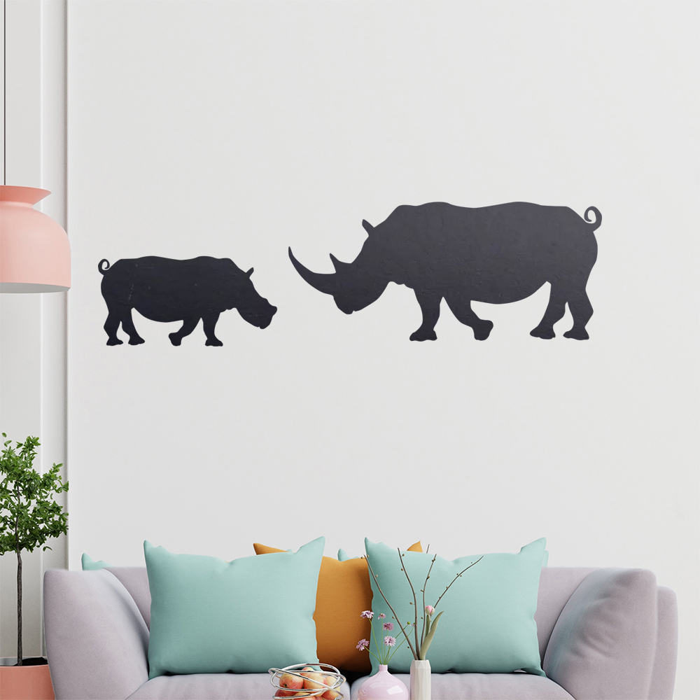 Silhouette De Rhinocéros Autocollant Mur Pour Le Salon 1425 - Picture 133 of 204