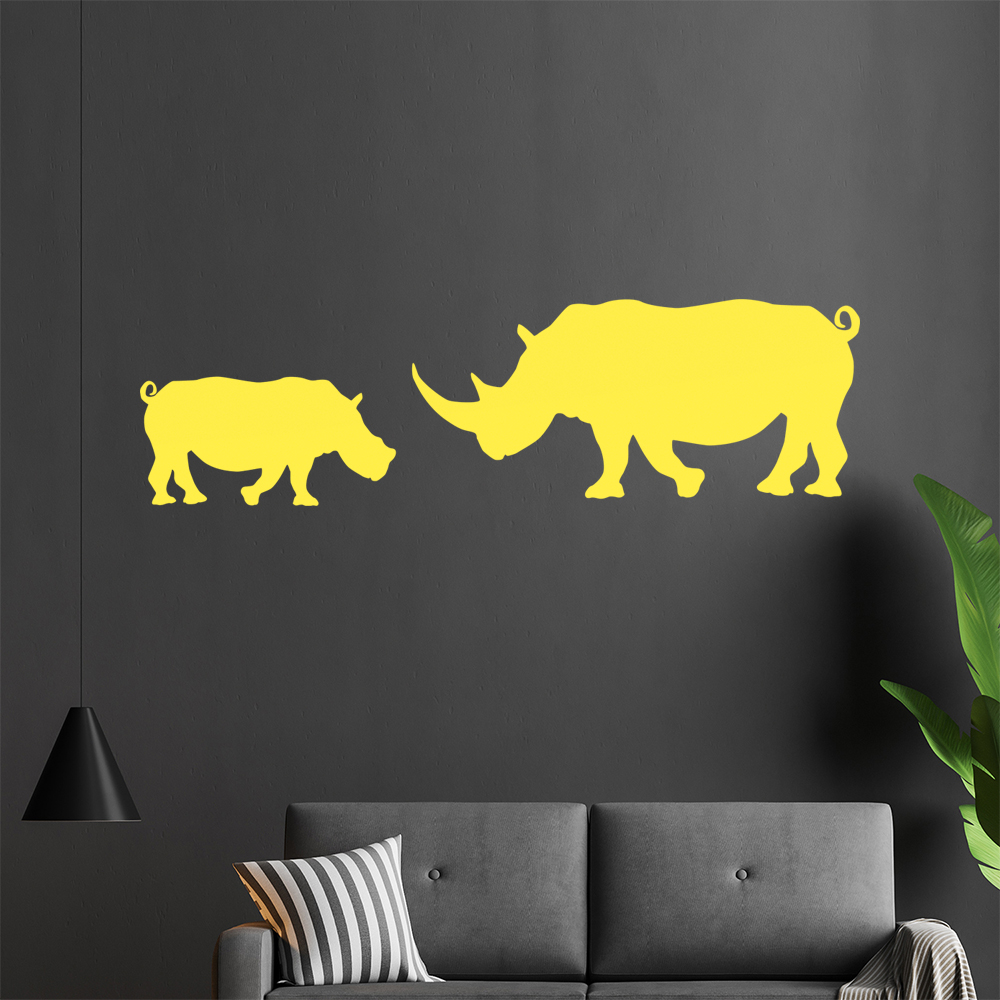 Silhouette De Rhinocéros Autocollant Mur Pour Le Salon 1425 - Picture 19 of 204