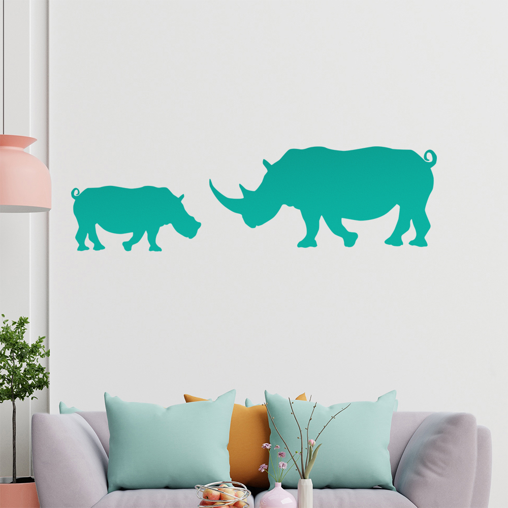 Silhouette De Rhinocéros Autocollant Mur Pour Le Salon 1425 - Picture 91 of 204