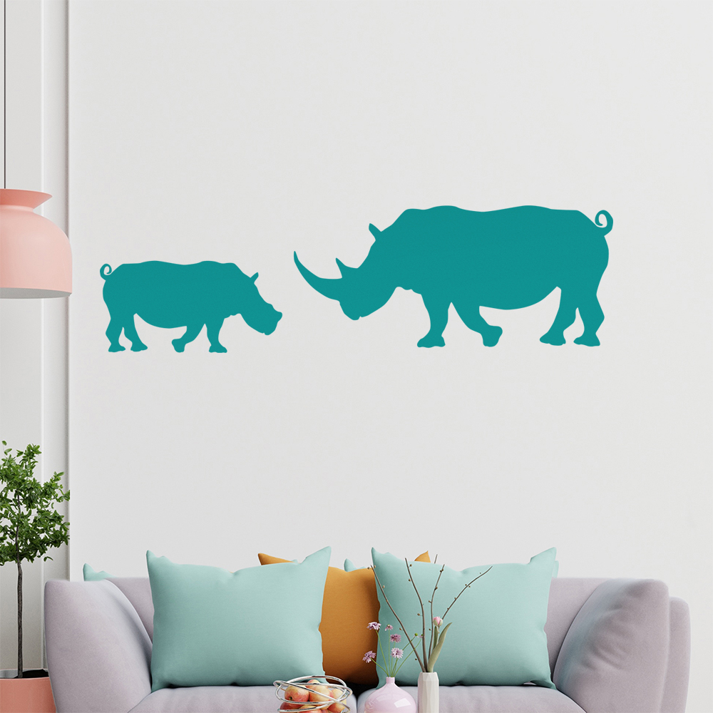 Silhouette De Rhinocéros Autocollant Mur Pour Le Salon 1425 - Picture 127 of 204