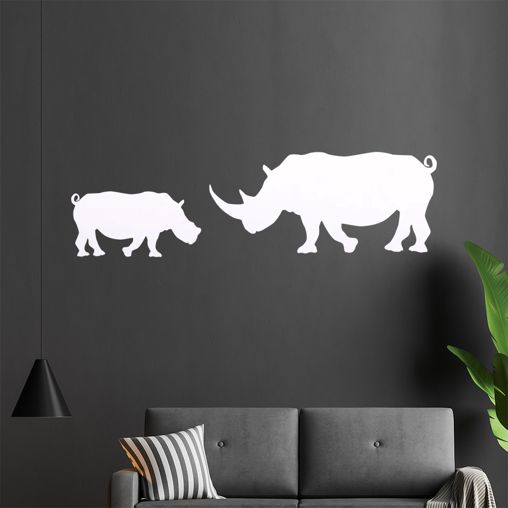 Silhouette De Rhinocéros Autocollant Mur Pour Le Salon 1425 - Picture 7 of 204